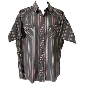 Vintage BJ- R Western Shirt Mens Extra Large Gray Stripe Long Tail Form Fit
